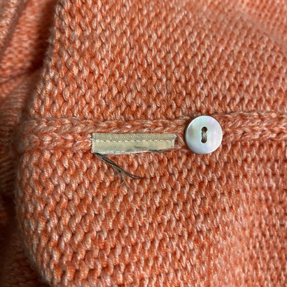 L.L. Bean Cardigan Sweater Womens L Button Front Knit Peach Salmon Classic Cozy - Picture 4 of 7